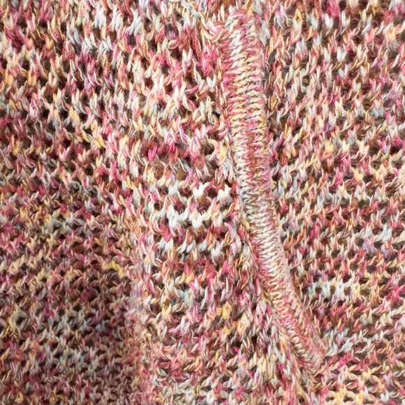 Christopher & Banks Open Knit Hooded Sweater Womens XL Cotton Beach Boho Rainbow - Picture 7 of 16